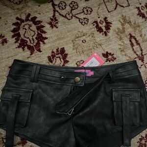 edikted leather micro shorts size medium brand new with tags